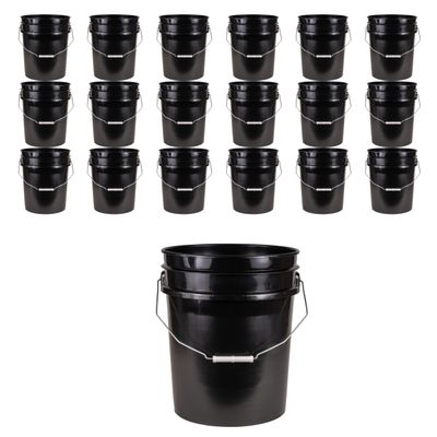 ATERET 5 Gallon Bucket - Durable 90 Mil All Purpose Pail - Black Bucket - Food Grade - BPA Free Plastic (18 Pack)