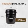 ATERET 5 Gallon Bucket - Durable 90 Mil All Purpose Pail - Black Bucket - Food Grade - BPA Free Plastic (6 Pack) view 3