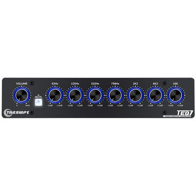 Taramp's TEQ 7 Stereo 7-Band Graphic Equalizer RCA Input 2 Channels HPF and LPF Filters Mute Function Car Audio Mixer Equalizer EQ, Best Control for Car, Boat, Motorcycle - TEQ7 Blue