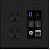 RiteAV USB 3 USB C 2 HDMI Coax Cat7 Wall Plate - Round Outlet [Black/Black] view 1