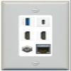 RiteAV USB 3 USB C 2 HDMI Coax Cat7 Wall Plate - 1 Gang [Gray/White] view 1