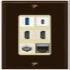RiteAV USB 3 USB C 2 HDMI Coax Cat7 Wall Plate - 1 Gang [Brown/Ivory] view 1