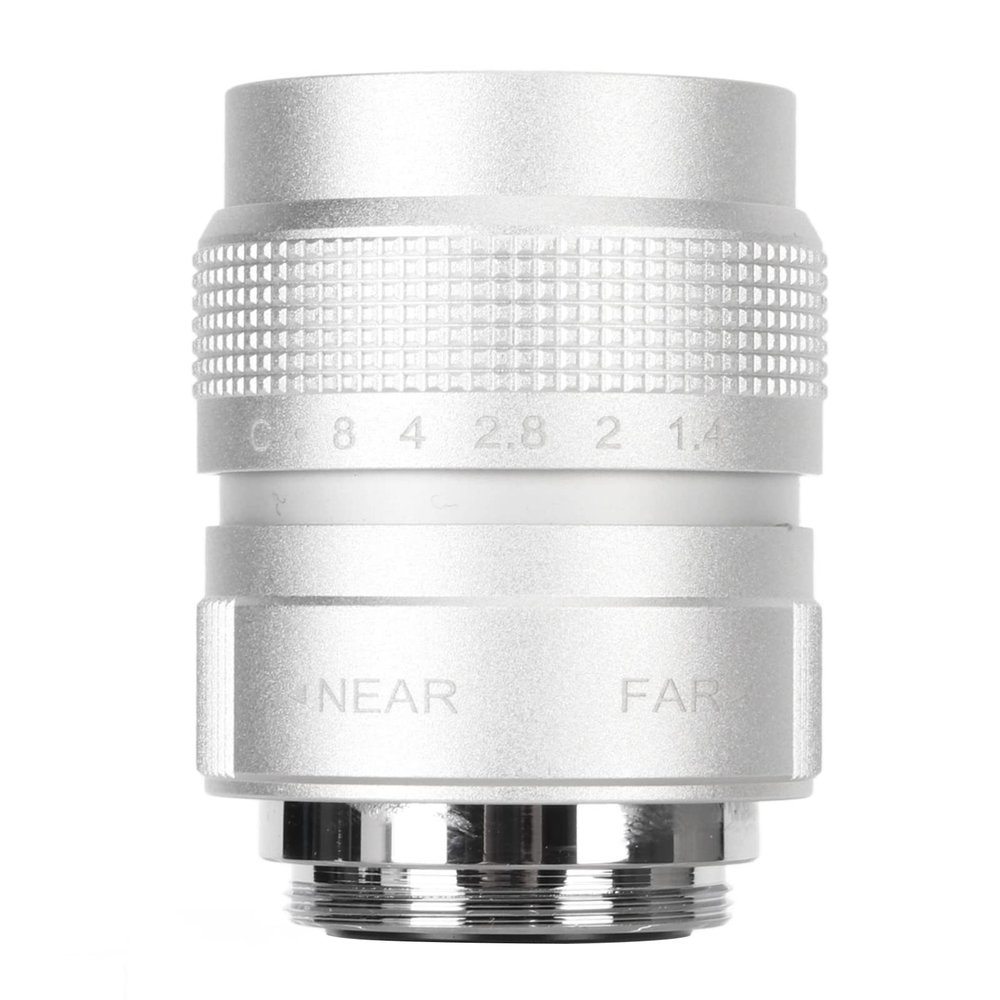 25mm F1.4 CCTV Lens, C Mount Camera Lens with 19.6 Wide Viewing Angle, CCTV Video Vari Zoom Lens for Shop Parking House Warehouse (Silver)