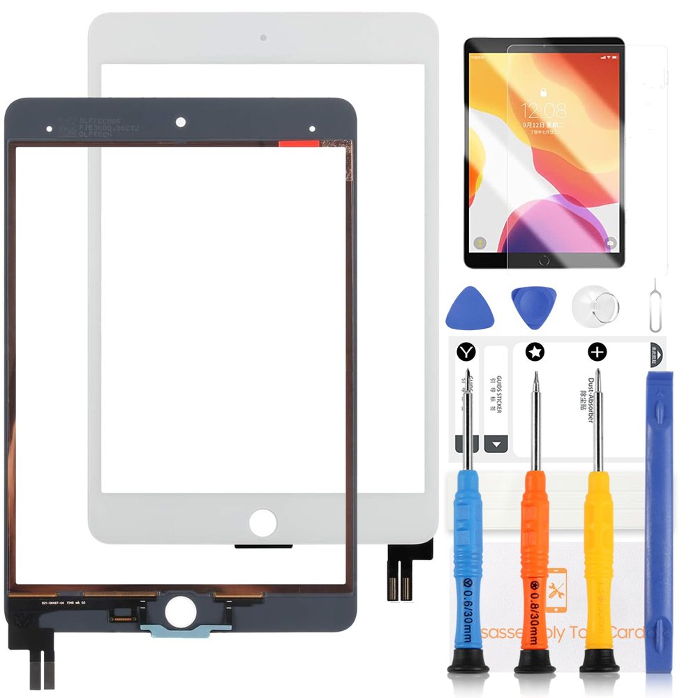 for iPad mini 5 Screen Replacement White [Not LCD] for iPad mini 5 5th Gen 2019 Touch Screen A2133 A2124 A2126 A2125 Digitizer Sensor Screen Glass Panel Parts Kit +Repair Tools
