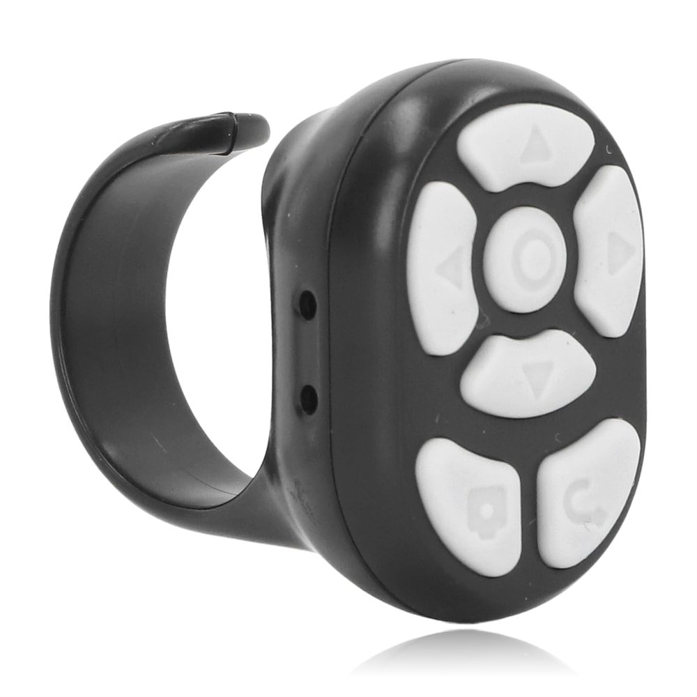 Bluetooth Remote Control Ring, Page Turner with Charging Case, Scrolling Ring for Camera Video Recording (Black)