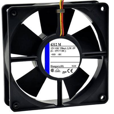 12V 4312M 258mA 3.1W 12032 Cooling Fan 3-Wire 4312/12M