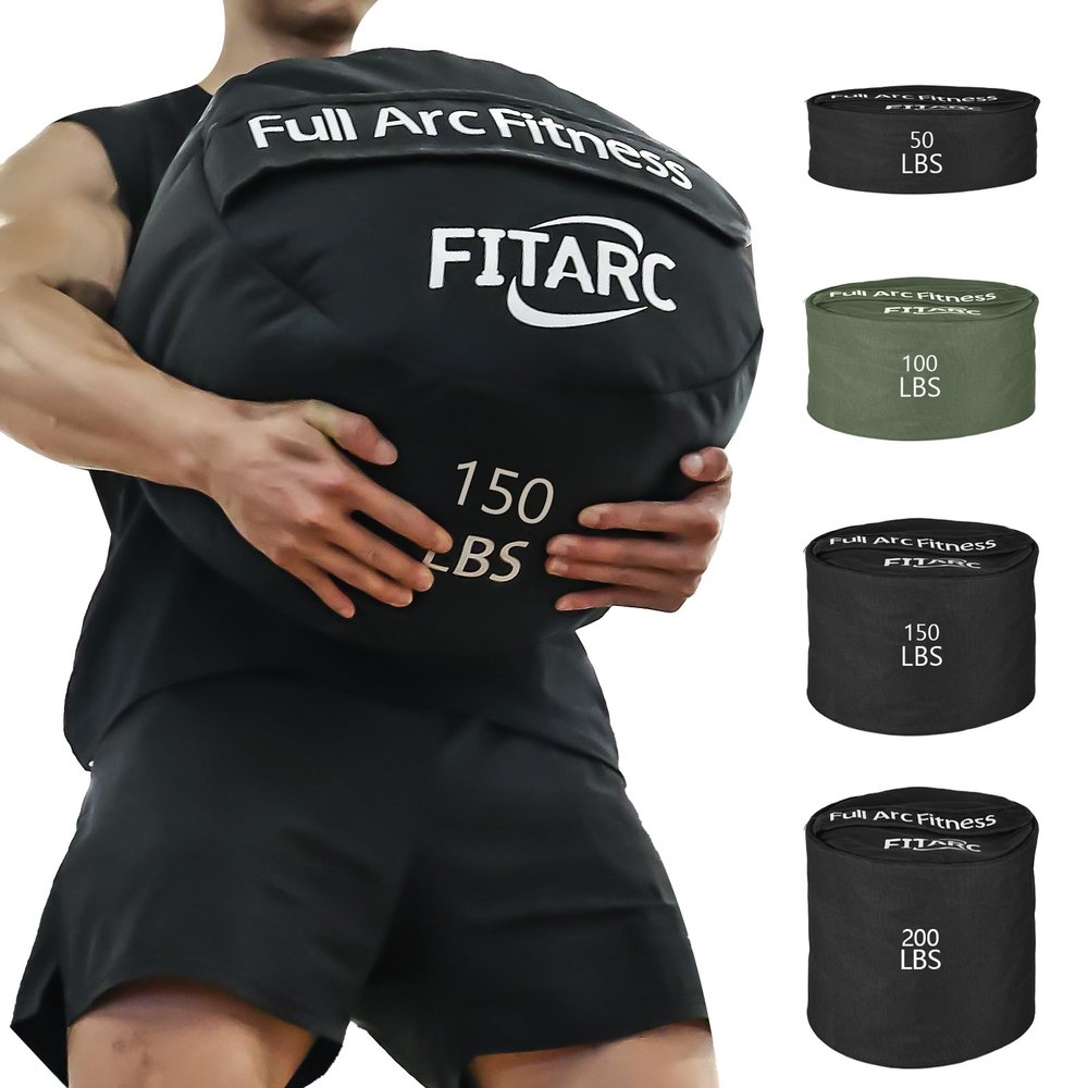 Fitarc Sandbag Workout Bag, Sand Bags for Weight Training, Sandbag for Fitness and Strength Training, Cross-Training & Exercise, Workouts Equipment Sand Not Included (Black 150LB)