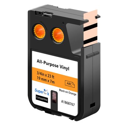 USUPERINK 40 Pack Compatible for Dymo Label Maker Tape Rhino 1868767 3/4'' 19mm x 7m Black on Orange All-Purpose Vinyl Label Tape for XTL-300 XTL-500 Label Printer