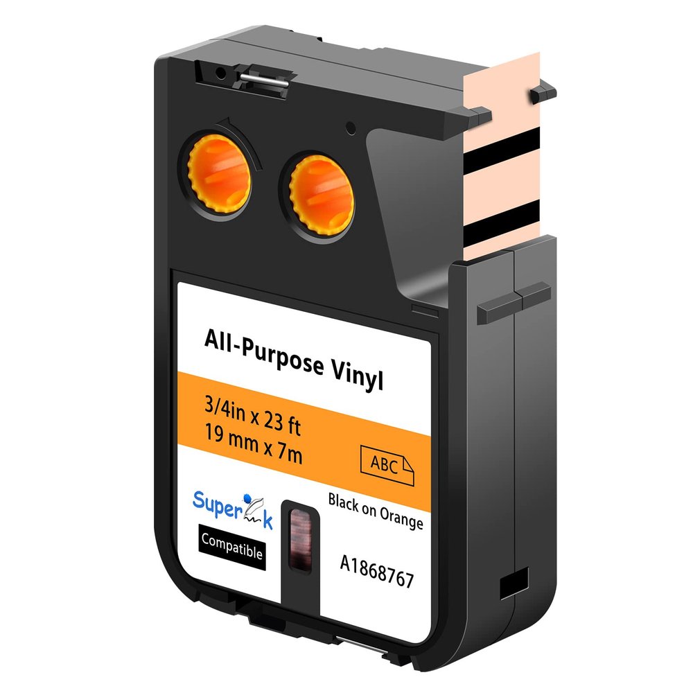 USUPERINK 40 Pack Compatible for Dymo Label Maker Tape Rhino 1868767 3/4'' 19mm x 7m Black on Orange All-Purpose Vinyl Label Tape for XTL-300 XTL-500 Label Printer