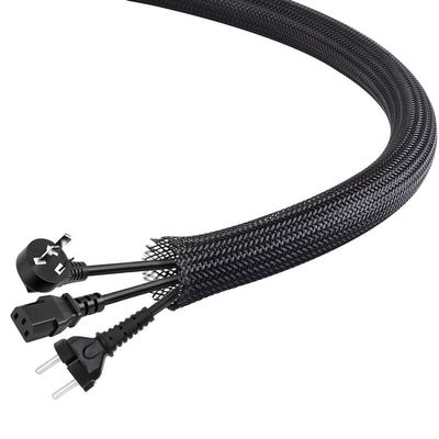 25Ft-1.25inch PET Expandable Braided Wire Sleeving,Wire Loom Cable Sleeve for TV,Computer,Home Theater,Automotive,Home Industrial,Electrical Wires,Chemical,Protect Cat from Chewing Cords,Black