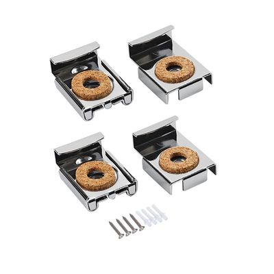 Spring Loaded Mirror Hanger Clip, Set of 4, Chrome Plated Spring Loaded, Chrome Plated Steel, Easy Install for Bathroom and Toilet Mirror Fixing and Decoration-Silver