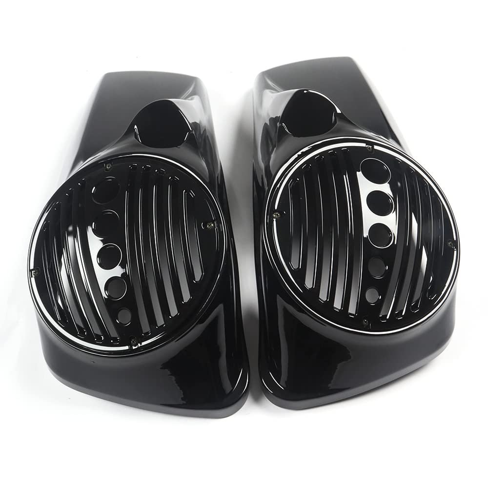 WYNMOTO Vivid Black 8" Speaker Lids w/Tweeter Port Compatible for Harley Touring Models 2014-up