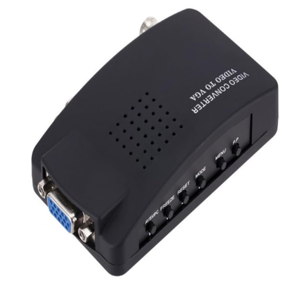 SAIZHUO BNC to VGA Converter - CCTV Camera to TV Adapter with S Video Input, Supports PAL/NTSC for DVR & DVD Player