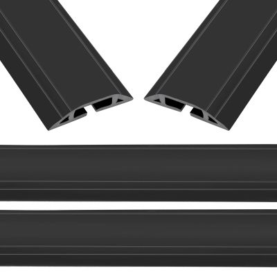 Eapele 10 ft Floor Cord Cover Heavy Duty Cable Protector, Easy to Unroll, Prevent Trip Hazard for Home Office or Outdoor Settings (Black - 2pcs)