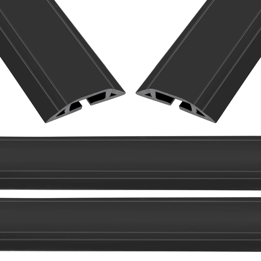 Eapele 10 ft Floor Cord Cover Heavy Duty Cable Protector, Easy to Unroll, Prevent Trip Hazard for Home Office or Outdoor Settings (Black - 2pcs)