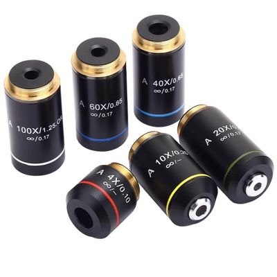 Infinitely Far Achromatic Microscope Objective - 195 Microscope Objective - 4X10X20X40X 60X100X - Black Objective (40X)