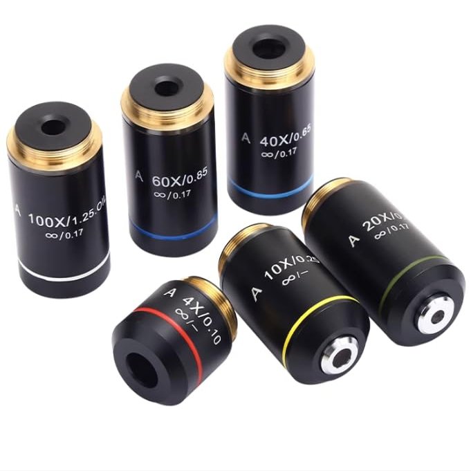 Infinitely Far Achromatic Microscope Objective - 195 Microscope Objective - 4X10X20X40X 60X100X - Black Objective (40X)