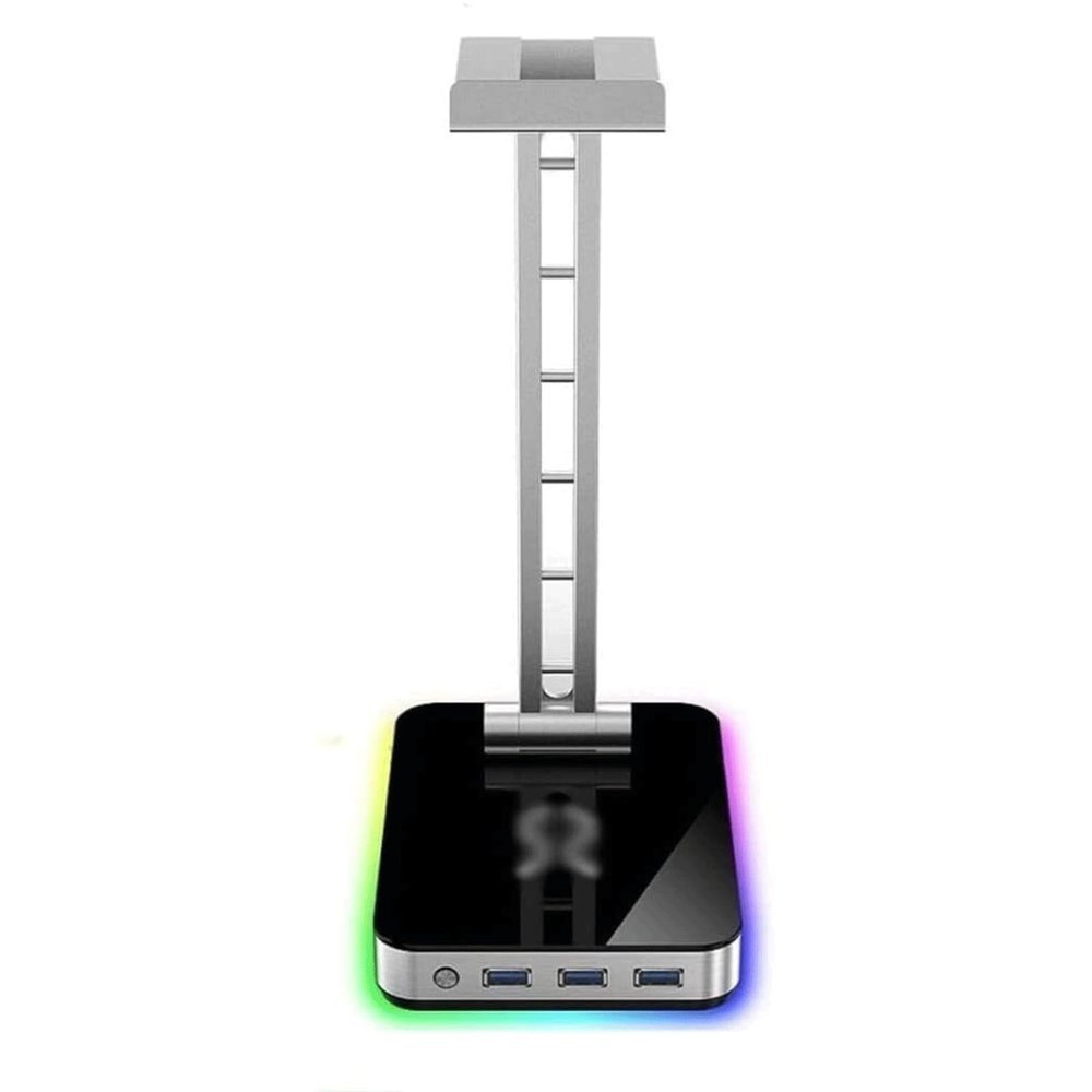 UTMACH Aluminum Alloy Headphone Stand Multi-Function Headset Holder USB Interface Controllable RGB Color Light Headphone Holder