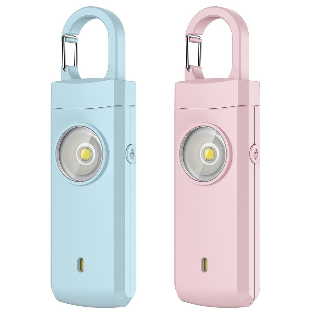 ANKOSHUN Rechargeable Personal Alarm for Women - 2 Pack Christmas Birthday Gifts for Women, Daughter, College Student, Teen Girl, Night Workers, Elders, Kids, Siren Alarm, USB Charging, Aqua&Pink