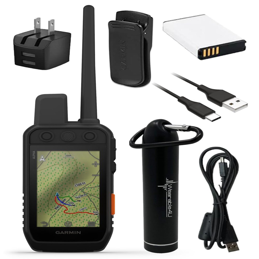 Wearable4U - Garmin Alpha 300i Advanced Dog Tracking and Training Handheld with inReach Technology with E-Bank Bundle