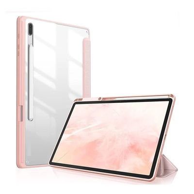 SOENS Compatible with Samsung Galaxy Tab S7 S8 11 S8 S7 Plus FE 12.4" Case Transparent Back Tablet Case with Pencil Holder (Color : Rose Gold, Size : for Tab S8 11 inch)