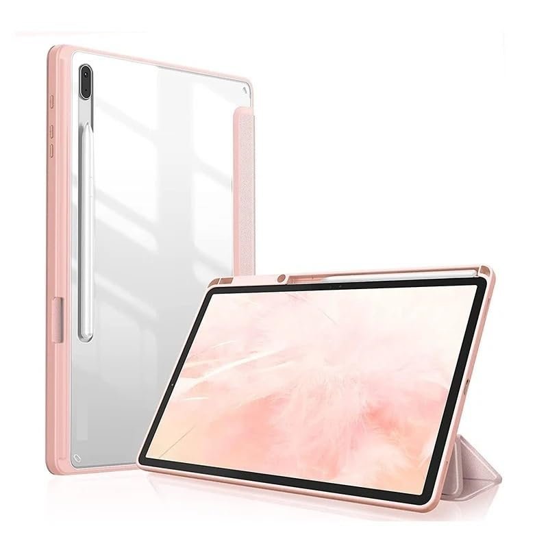 SOENS Compatible with Samsung Galaxy Tab S7 S8 11 S8 S7 Plus FE 12.4" Case Transparent Back Tablet Case with Pencil Holder (Color : Rose Gold, Size : for Tab S8 11 inch)