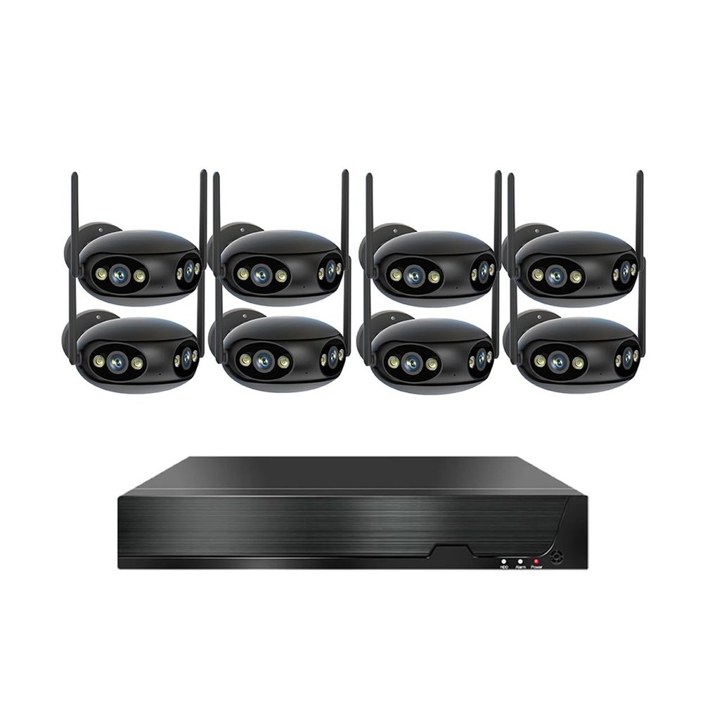 8CH 8MP POE Home Security Camera System with 8 Dual Lens Cameras, 4K Surveillance NVR Kit with Two Way Audio, Color Night Vision, Motion Detection, for Outdoor and Indoor