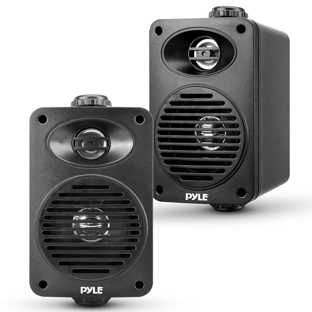Pyle 200 Watt Bluetooth Indoor Outdoor Speakers Pair - Dual Waterproof 3.5 2-Way Full Range Speaker System w/ 1/2 High Compliance Polymer Tweeter | Home, Boat, Marine, Deck, Patio, Poolside (Black)