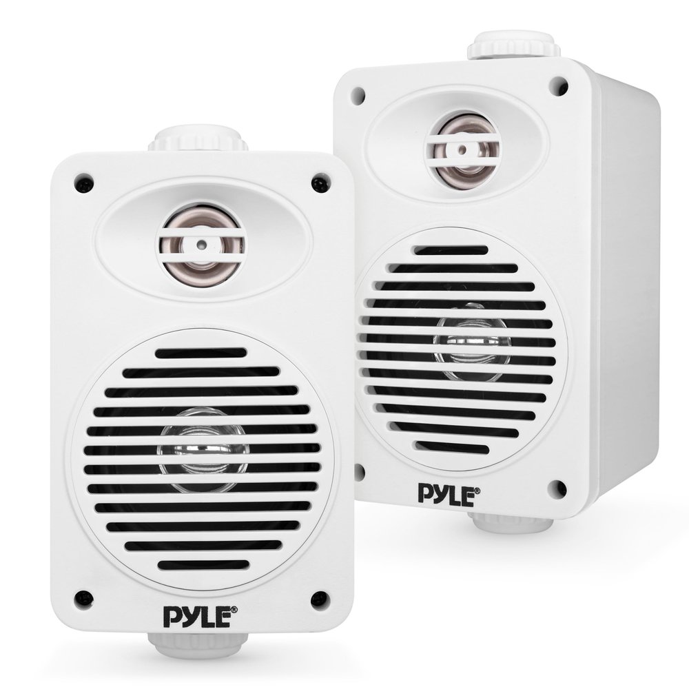 Pyle 200 Watt Bluetooth Indoor Outdoor Speakers Pair - Dual Waterproof 3.5 2-Way Full Range Speaker System w/ 1/2 High Compliance Polymer Tweeter | Home, Boat, Marine, Deck, Patio, Poolside (White)