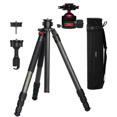3Pod Everest T5 Carbon Fiber Tripod with H4 Ball Head and Arca-Type Quick Release  4-Section, Lightweight, Durable, Adjustable Height for Photography, Videography, and Travel