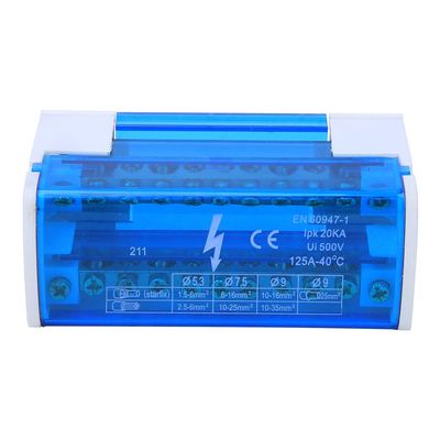 DIN Rail Terminal Block Power Distribution Box with Transparent Dust Cover 211