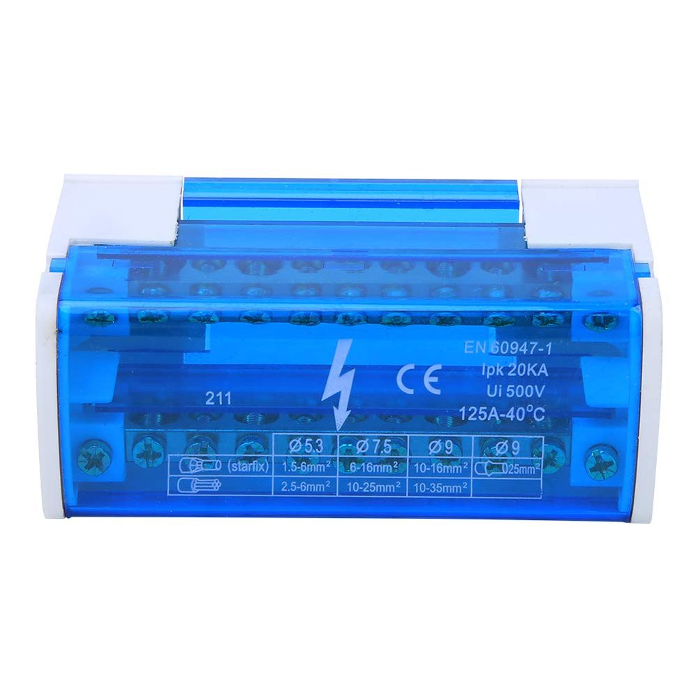 DIN Rail Terminal Block Power Distribution Box with Transparent Dust Cover 211