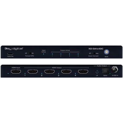 Key Digital KD-DA1X4DC 4K 18G 4 Output HDMI Splitter Distribution Amp