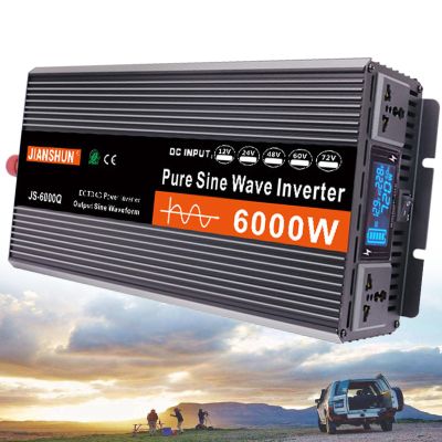 5000W6000W Pure sine Wave Inverter,Power Inverter 12V/24V/48V/60V DC to 220V AC with 2AC Socket,Suitable for Home,RV,Truck,Camping,6000W-60VTO220V