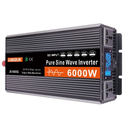 5000W6000W Pure sine Wave Inverter,DC 12V/24V/48V/60V to 220V AC,Pure sine Wave Inverter, Portable Plug Socket car Adapter for Road Trips,Camping,Charging.,6000W-60VTO220V