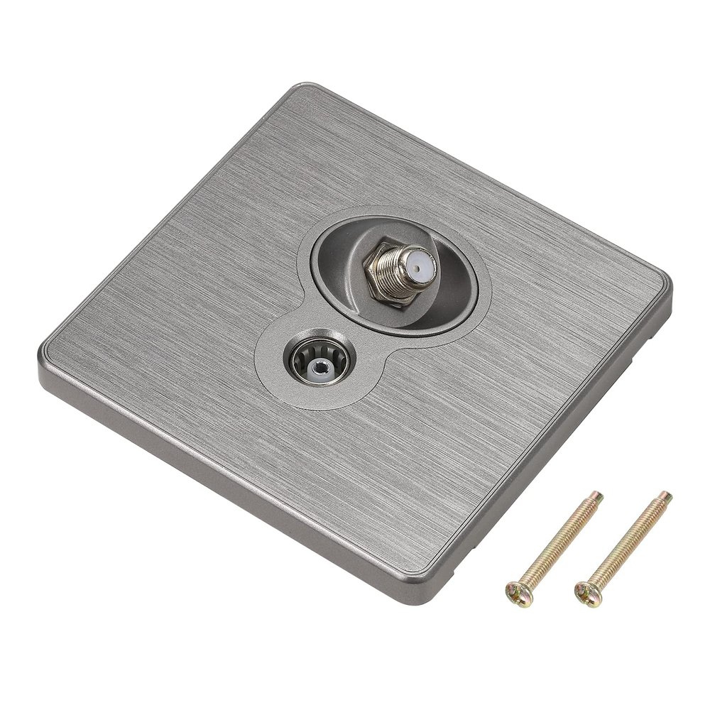 MECCANIXITY TV Aerial Socket Wall Plate Outlet Satellite Grey PC 88mm x 86mm for Coaxial Cable Lead