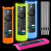 (4 Pack) Wevove TV Stick Remote Cover Compatible with Alexa Voice Remote 4k/Max/Lite (3rd Gen), Firstick Remote Case with Wrist Strap,Tvstick CoverOnly Yellow and Blue Glow in The Dark view 1