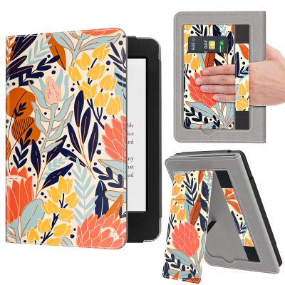 VORI Stand Case for 7"/6.8" Kindle Paperwhite (12th/11th Generation-2024/2021) and Kindle Colorsoft Signature Edition, PU Leather Case Smart Protective Cover with Auto-Wake/Sleep, Protea Floral