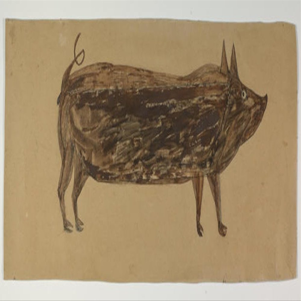 Bill Traylor : Brown Pig : Archival Quality Art Print
