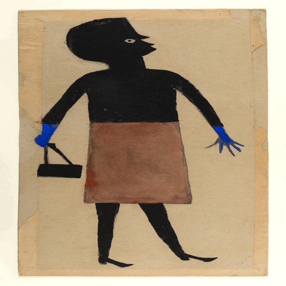 Bill Traylor : Woman in Blue Gloves : Archival Quality Art Print