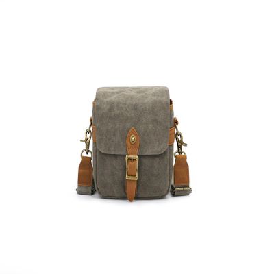 Vintage Canvas DSLR/SLR Camera Bag - Thick Protective Case for Camera and Lens - Water Resistant - Sling Shoulder Bag for Photography, Hiking, Shooting, and Traveling(Army Green)