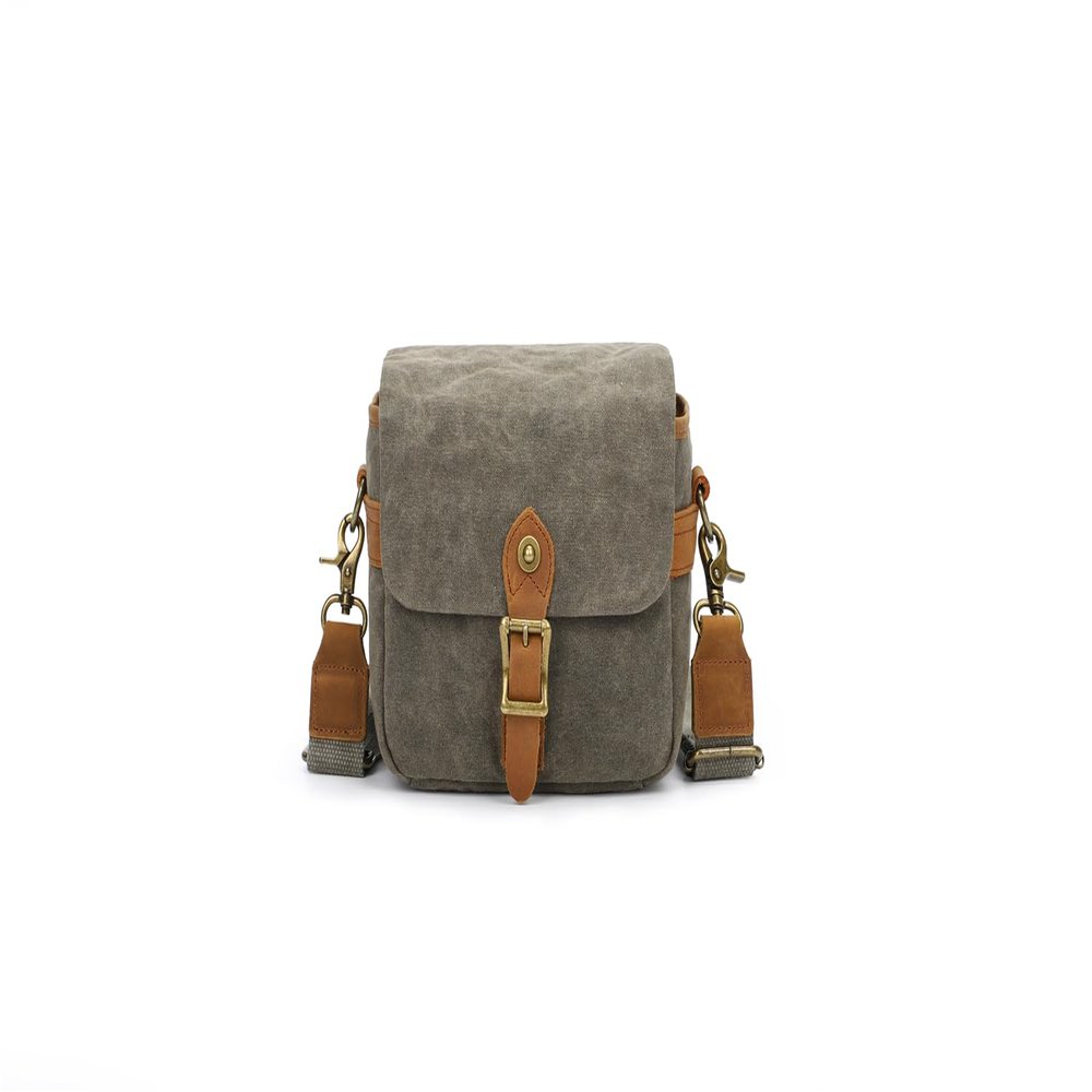 Vintage Canvas DSLR/SLR Camera Bag - Thick Protective Case for Camera and Lens - Water Resistant - Sling Shoulder Bag for Photography, Hiking, Shooting, and Traveling(Army Green)