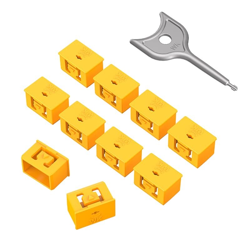 10Pcs SFP Port Lock with 1Keys,Switch Port Lock/Fiber Port Security Plug,SFP Dust Cap to Prevent Unauthorized Access,Suitable for Data Centers, Server Room,Desktops,Laptops,etc. (Yellow)