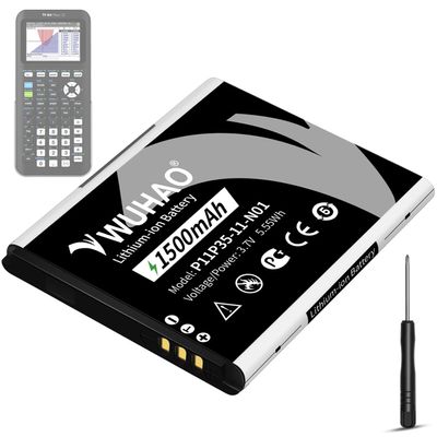 WUHAO TI-84 Plus CE Battery Replacement 1500mAh for Texas Instruments TI 84 Plus CE/TI-Nspire CX II/Color TI Nspire CX Part No 3.7L12005SPA P11P35-11-N01 Battery 3.7V with Tool