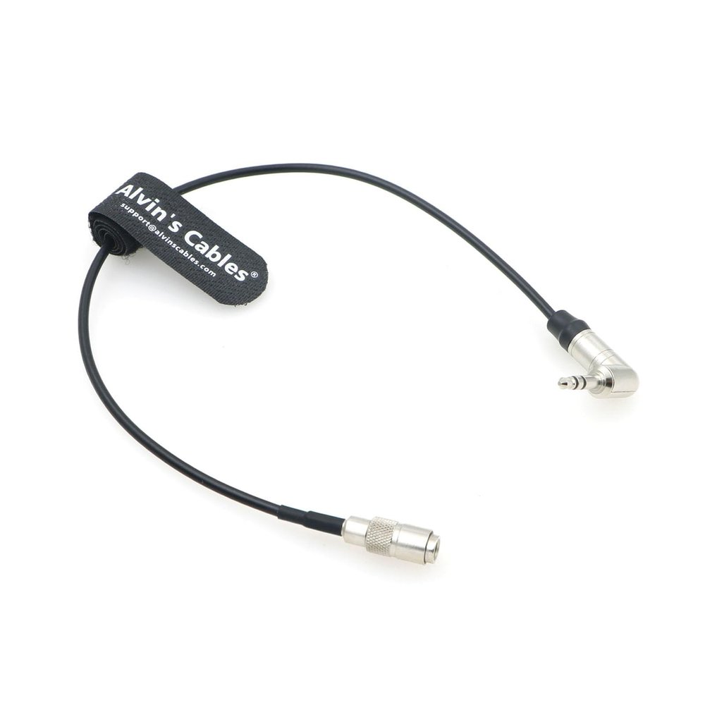Alvin's Cables Tentacle Sync Ultra-Thin Timecode Cable 3.5mm TRS Right Angle to DIN 1.0/2.3 for Canon EOS R5C 30cm|12inches