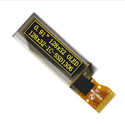 0.91 inch OLED display screen 14-pin 128 x 32 LCD screen I2C HD highlight (yellow)