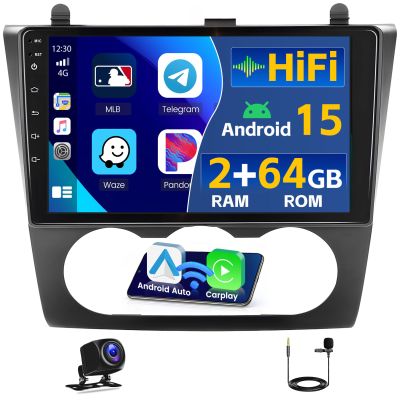 HiFi Android 15 Car Stereo for Nissan Altima 2008-2012 Manual A/C, [2+64G] Hikity 9 Touchscreen Car Radio Wireless CarPlay Android Auto Mirror Link Bluetooth/GPS/5G WiFi EQ/FM Radio Backup Cam Mic