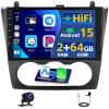 HiFi Android 15 Car Stereo for Nissan Altima 2008-2012 Manual A/C, [2+64G] Hikity 9 Touchscreen Car Radio Wireless CarPlay Android Auto Mirror Link Bluetooth/GPS/5G WiFi EQ/FM Radio Backup Cam Mic view 1