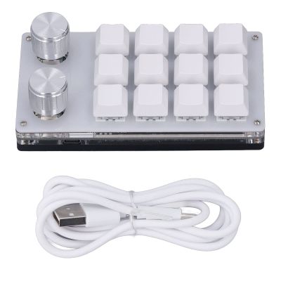 WOOXGEHM 12 Key Mini Keypad, Compact Portable Mini USB Keypad with 2 Knob, Multifunctional Shortcut Programmable Keyboard for Office, Game, Music, Media, Industrial Control