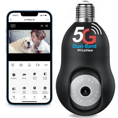 LaView 4MP Bulb Security Camera 5G& 2.4GHz WiFi, 3602K Security Cameras Wireless Outdoor Indoor Full Color Day and Night, Motion Detection, Audible Alarm, Easy Installation, Compatible with Alexa